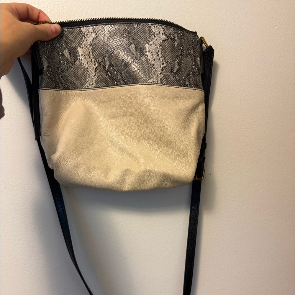 Stylish Cream and Black Shoulder Bag